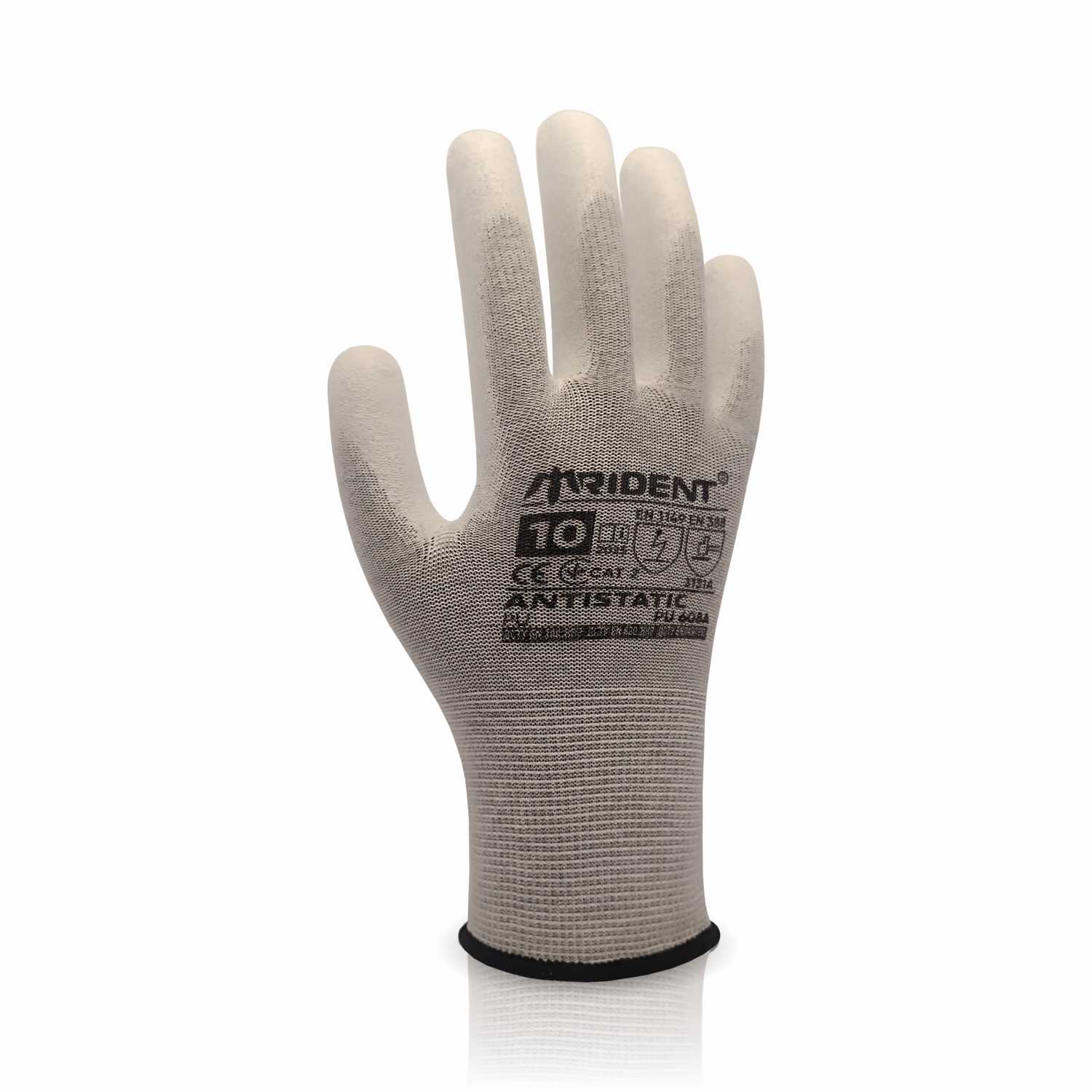 Рукавички поліестерові з антистатичною ниткою з поліуретановим покриттям TRIDENT ANTISTATIC арт PU608 A